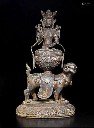 AN OLD TIBETAN BUDDHA DESGIN GILT BRONZE ORNAMENT