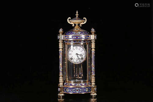 AN OLD CLOISONNE MECHANICAL CLOCK