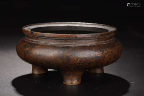 14-16TH CENTURY, A BRONZE TRIPOD CENSER, MING DYNASTY