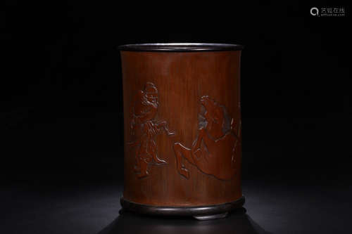 17-19TH CENTURY, A STORY DESIGN BAMBOO BRUSH POT, QING DYNASTY