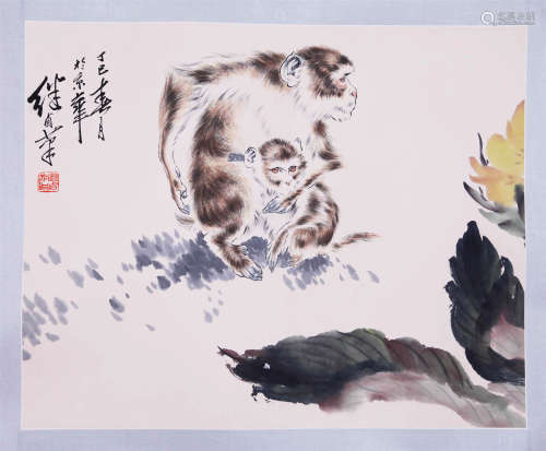 CHINESE SCROLL PAINTING OF MONKEY