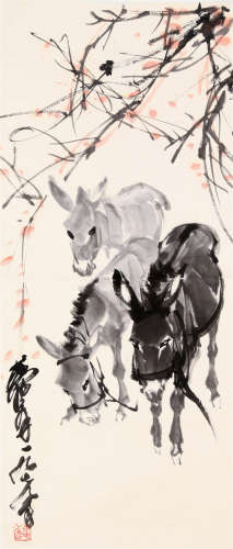 CHINESE SCROLL PAINTING OF DONKEY