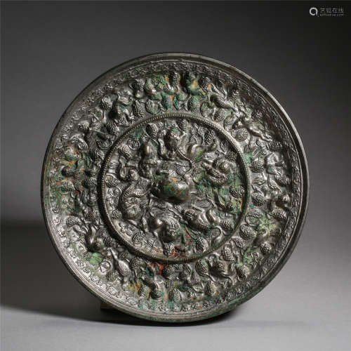 CHINESE BRONZE FLOWER SHAPED MIRROR TANG DYNASTY