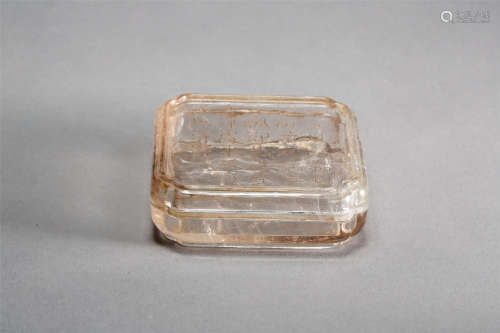 CHINESE ROCK CRYSTAL SQUARE BOX