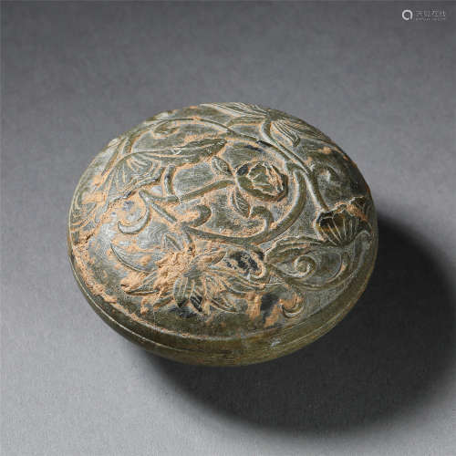 CHINESE MALACHIT ROUND POWDER BOX