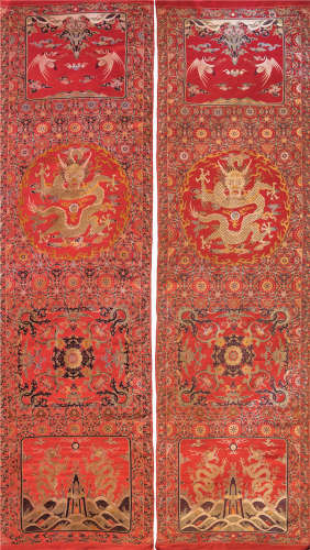PAIR OF CHINESE KESI EMBROIDERY CHAIR COVER TAPESTRY