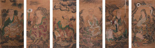 SIX CHINESE SCROLL PAINTINGS OF LOHAN