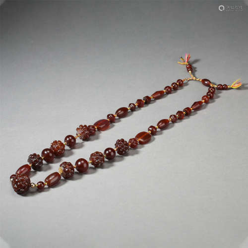 CHINESE AGATE BEAD NECKLACE LIAO DYNASTY