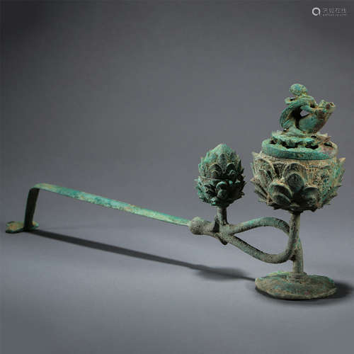 CHINESE BRONZE LOTUS INCENSE CAGE