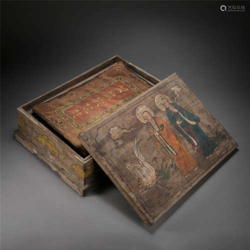 THREE BOOKS OF CHINESE BUDDHIST SCRIPTURES IN WOOD CASE