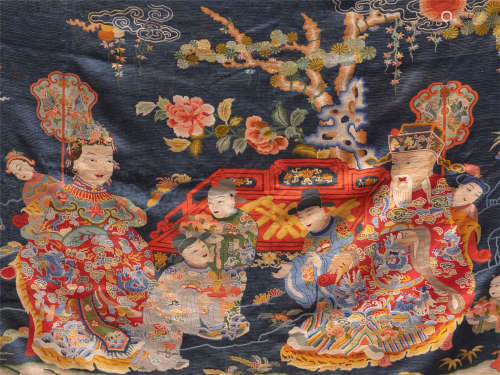 CHINESE EMBROIDERY LENGIVITY CONGRATULATION TAPESTRY