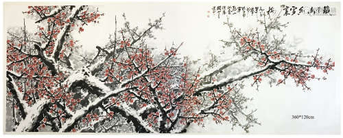 CHINESE SCROLL PAINTING OF PLUM BLOSSOMMINGS