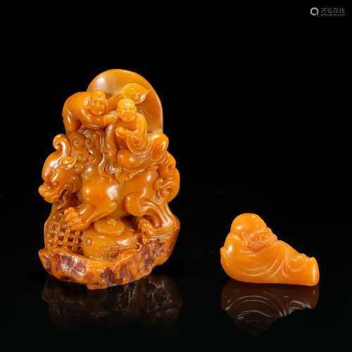 TWO CHINESE TIANHUANG STONE SCHOLAR'S ROCK SEALS