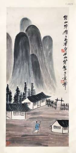 CHINESE SCROLL PAINTING OF MOUNTAIN VIEWS