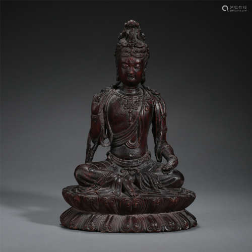 CHINESE AGALWOD SEATED GUANYIN