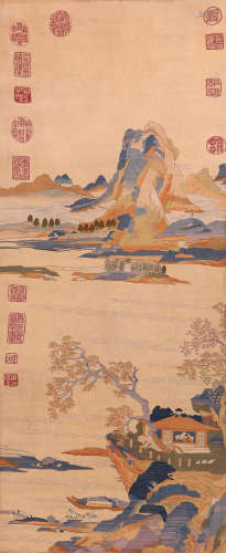 CHINESE KESI EMBROIDERY TAPESTRY OF MOUNTAIN VIEWS