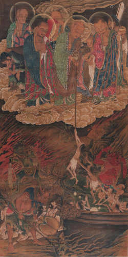 CHINESE SCROLL PAINTING OF LOHAN