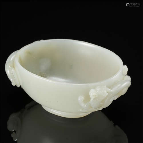 CHINESE WHITE JADE DRAGON CUPS