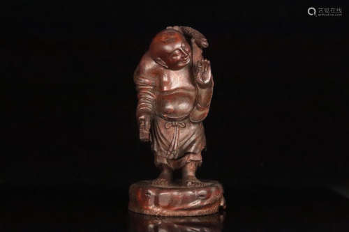 18-19TH CENTURY, AN OLD BAMBOO BUDDHA STATUE, LATER QING DYNASTY.