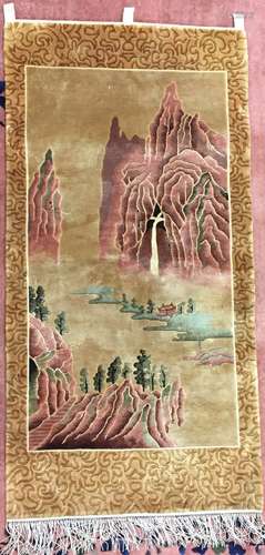 Chinese silk hanging rug.