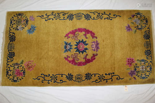 Chinese area yellow rug.