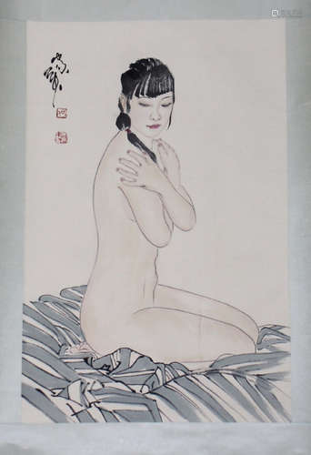 Chinese water color painting on paper, attributed to He Jiaying.