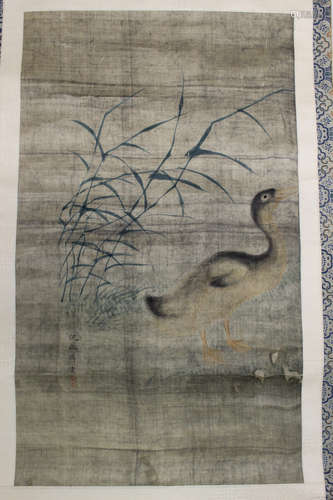 Chinese ink and watercolor painting on silk. Signed Shen Zhenlin. (s2)