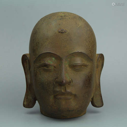 Chinese bronze figure of Luohan head.