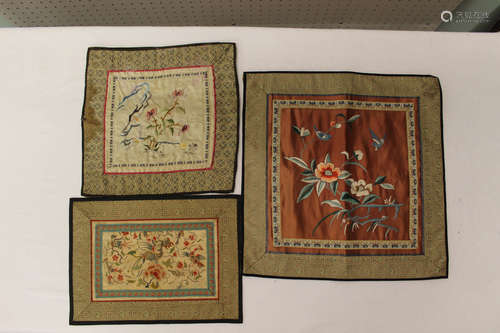 Three Chinese embroidery pieces.