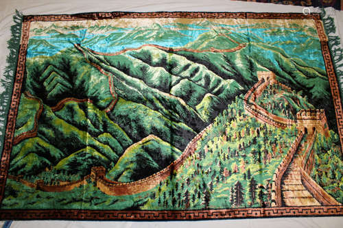 Chinese silk great wall rug.