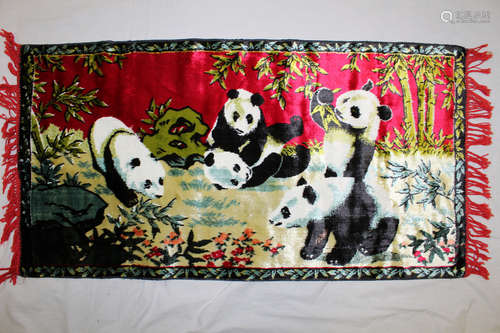 Chinese velvet rug with panda decoration