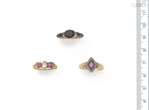 (8) A collection of gem-set rings, 18th century - 19th century