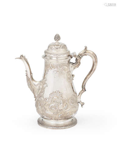 by Benjamin Sanders, London 1747  A George II silver coffee pot