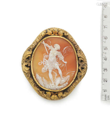 (3) Three 19th century shell cameo brooches