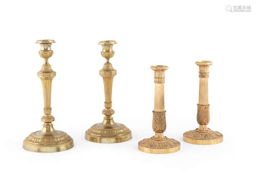 A pair of French 19th century gilt bronze candlesticks