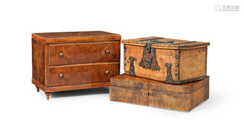 A 17th century pine and iron-bound casket