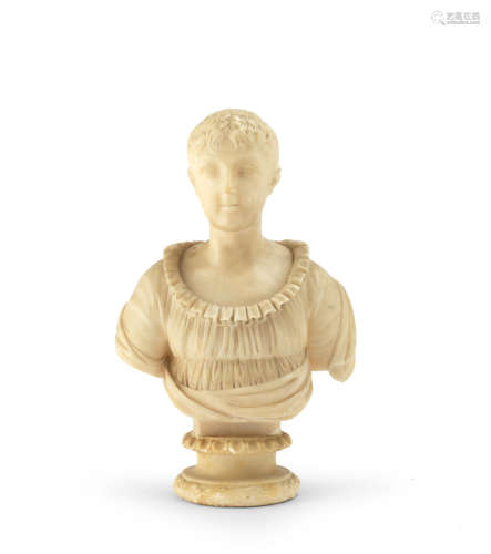 A 19th century alabaster bust of a girl