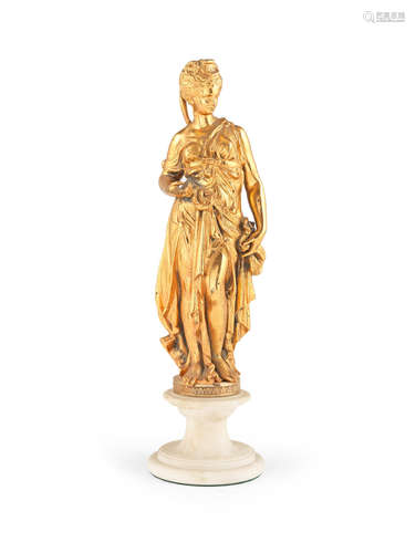 In the manner of Auguste Moreau A gilt metal figure of a classical lady