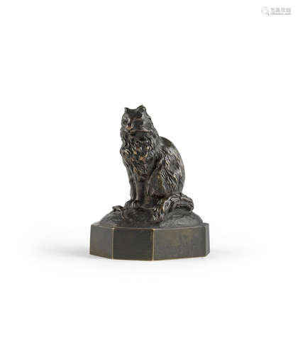 A 19th century French bronze cat