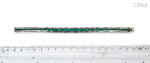 An emerald and diamond bracelet, first half of the 20th century