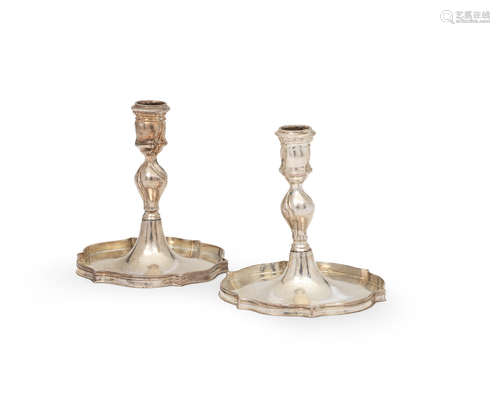 by Johann Friedrich Kramer, Nuremberg 1787-1790  (2) A pair of 18th century German silver candlesticks