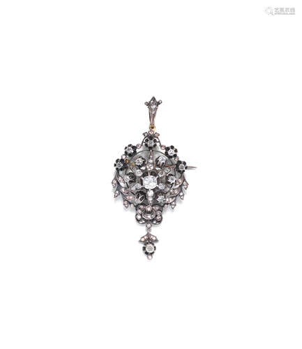 A diamond brooch/pendant, circa 1890