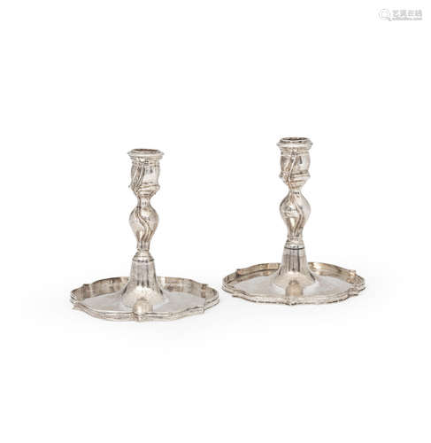 by Philipp Caspar Scheppich, Augsburg 1767 - 1769  (2) A pair of 18th century German silver candlesticks