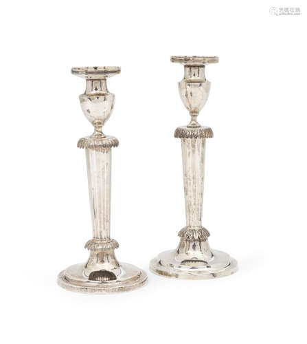 by Wilhelm Conrad Hessenberg, Frankfurt am Main  (2) A pair of 19th century German silver candlesticks