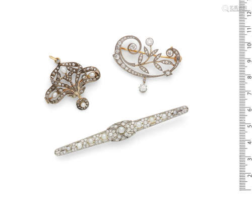 (3) Three diamond brooches