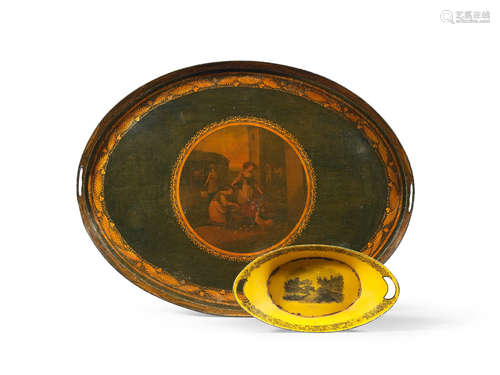 A large 19th century oval toleware tray