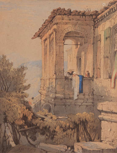 An architectural capriccio Attributed to Samuel Prout, FSA, OWS(British, 1783-1852)