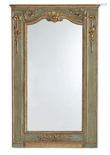 A French 19th century painted and giltwood decorated pier mirror