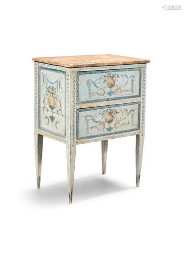 A North Italian painted petit commode