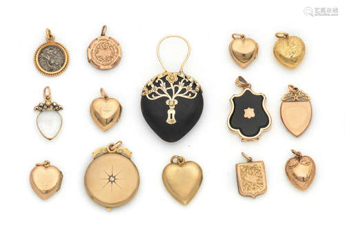 (qty) A collection of antique lockets and pendants, late 18th century - early 20th century